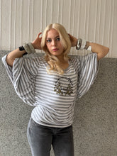 Load image into Gallery viewer, Vintage Y2K Galliano BNWT striped grey batwing Top
