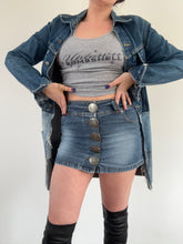 Load image into Gallery viewer, Vintage Y2K denim large button mini skirt
