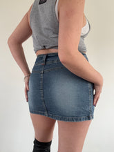 Load image into Gallery viewer, Vintage Y2K denim large button mini skirt
