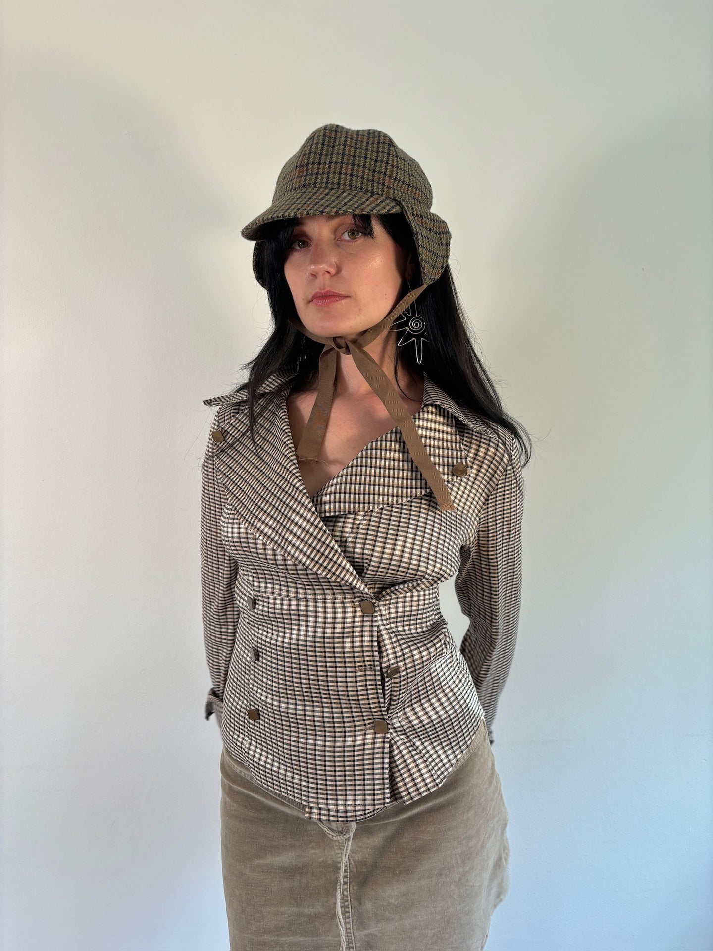 Vintage Y2K Brown Check Double Breasted Shirt
