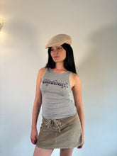 Load image into Gallery viewer, Vintage Y2K Velvet Beige Lace up Mini Skirt

