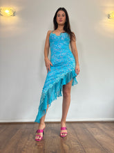 Load image into Gallery viewer, Vintage Y2K Catwalk Collection Blue Lace Backless Dress
