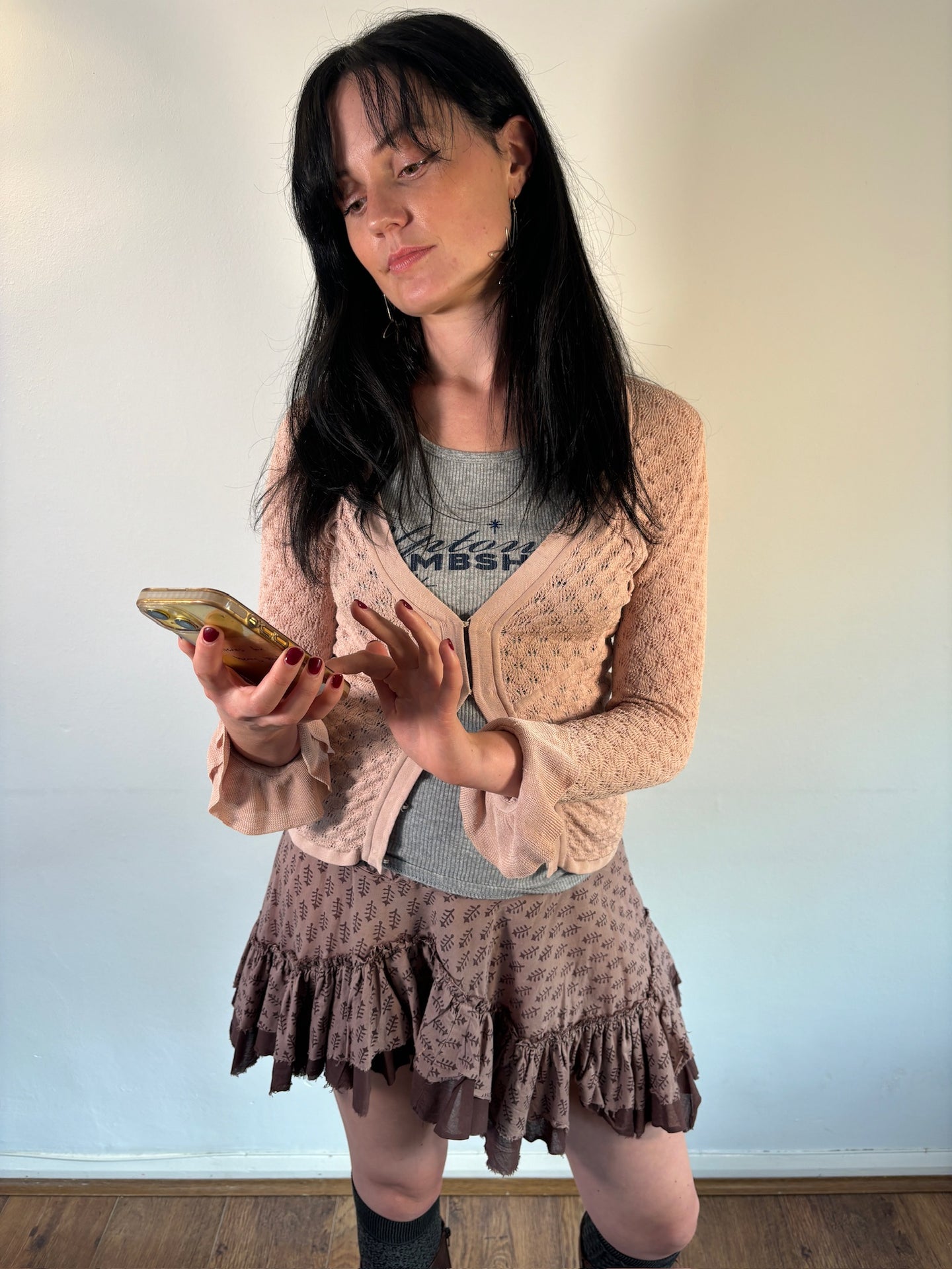 Vintage Y2K Karen Millen Pink Knit Hook & Eye Cardigan