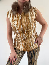 Load image into Gallery viewer, Vintage Y2K Roberto Cavalli Silk Chain Print Fur Body Warmer Gilet
