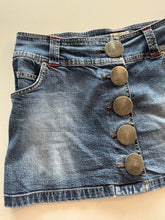 Load image into Gallery viewer, Vintage Y2K denim large button mini skirt
