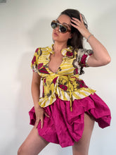 Load image into Gallery viewer, Vintage Y2K Silk Floral Wrap Yellow Blouse Top
