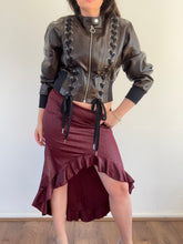 Load image into Gallery viewer, Vintage Y2K zone bleue burgundy midi Skirt
