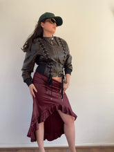 Load image into Gallery viewer, Vintage Y2K zone bleue burgundy midi Skirt
