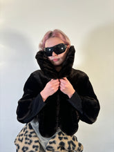 Load image into Gallery viewer, Vintage 90s Aftershock Black Faux Fur Crop Cape
