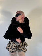 Load image into Gallery viewer, Vintage 90s Aftershock Black Faux Fur Crop Cape
