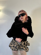 Load image into Gallery viewer, Vintage 90s Aftershock Black Faux Fur Crop Cape
