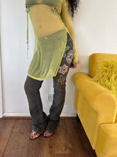 Load image into Gallery viewer, Vintage Y2K Cross Gem Statement Kick Flare Jeans
