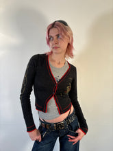 Load image into Gallery viewer, Vintage Y2K Ed Hardy Knit Grey Diamante Skull Cardigan
