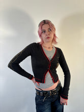 Load image into Gallery viewer, Vintage Y2K Ed Hardy Knit Grey Diamante Skull Cardigan
