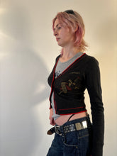 Load image into Gallery viewer, Vintage Y2K Ed Hardy Knit Grey Diamante Skull Cardigan
