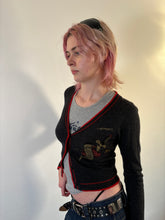 Load image into Gallery viewer, Vintage Y2K Ed Hardy Knit Grey Diamante Skull Cardigan

