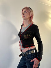 Load image into Gallery viewer, Vintage Y2K Ed Hardy Knit Grey Diamante Skull Cardigan
