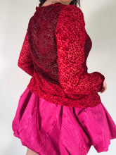 Load image into Gallery viewer, Vintage Y2k Monsoon Velvet Burnout Red Blouse Top

