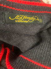 Load image into Gallery viewer, Vintage Y2K Ed Hardy Knit Grey Diamante Skull Cardigan
