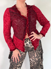 Load image into Gallery viewer, Vintage Y2k Monsoon Velvet Burnout Red Blouse Top
