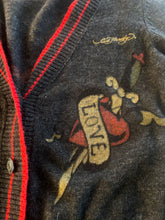 Load image into Gallery viewer, Vintage Y2K Ed Hardy Knit Grey Diamante Skull Cardigan
