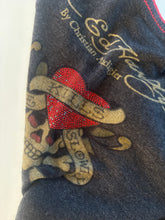 Load image into Gallery viewer, Vintage Y2K Ed Hardy Knit Grey Diamante Skull Cardigan
