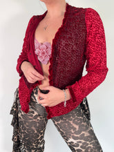 Load image into Gallery viewer, Vintage Y2k Monsoon Velvet Burnout Red Blouse Top
