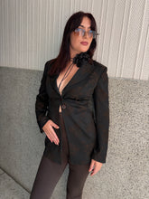 Load image into Gallery viewer, Vintage Y2K Karen Millen Brown Brocade Blazer Jacket
