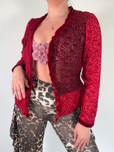Load image into Gallery viewer, Vintage Y2k Monsoon Velvet Burnout Red Blouse Top
