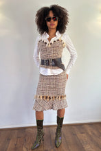 Load image into Gallery viewer, Vintage Y2K Tweed Top &amp; Skirt with fur trim Suit
