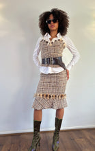 Load image into Gallery viewer, Vintage Y2K Tweed Top &amp; Skirt with fur trim Suit
