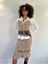 Load image into Gallery viewer, Vintage Y2K Tweed Top &amp; Skirt with fur trim Suit
