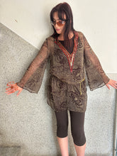 Load image into Gallery viewer, Vintage Y2K Beaded Tuscan Mom Brown gold Cover up Top
