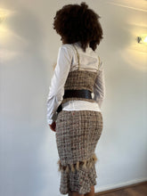 Load image into Gallery viewer, Vintage Y2K Tweed Top &amp; Skirt with fur trim Suit
