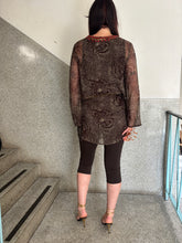 Load image into Gallery viewer, Vintage Y2K Beaded Tuscan Mom Brown gold Cover up Top
