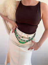 Load image into Gallery viewer, Vintage Y2K Green Glass Beaded Chain Belt
