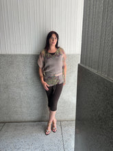 Load image into Gallery viewer, Vintage Y2K Tuscan Mom silk sequin paisley drawstring top
