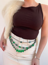 Load image into Gallery viewer, Vintage Y2K Green Glass Beaded Chain Belt
