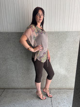 Load image into Gallery viewer, Vintage Y2K Tuscan Mom silk sequin paisley drawstring top
