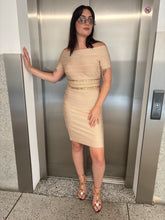 Load image into Gallery viewer, Vintage Y2K Herve Leger Beige Embellished Bandage Midi Dress
