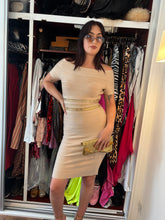 Load image into Gallery viewer, Vintage Y2K Herve Leger Beige Embellished Bandage Midi Dress
