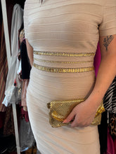 Load image into Gallery viewer, Vintage Y2K Herve Leger Beige Embellished Bandage Midi Dress
