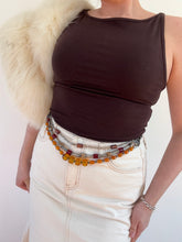 Load image into Gallery viewer, Vintage Y2K Orabge Glass Beaded Chain Belt
