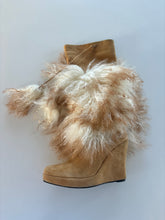 Load image into Gallery viewer, Vintage Y2K Mongolian fur Wedge pom pom Boots&nbsp;

