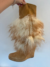 Load image into Gallery viewer, Vintage Y2K Mongolian fur Wedge pom pom Boots&nbsp;
