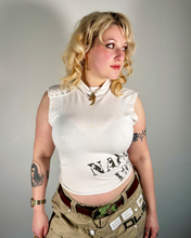 Load image into Gallery viewer, Vintage Y2K white high neck Naf Naf Top
