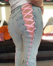 Load image into Gallery viewer, Laced Up Pink Again Jeans
