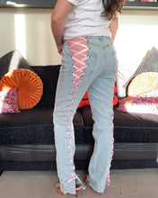 Load image into Gallery viewer, Laced Up Pink Again Jeans
