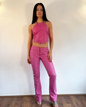 Load image into Gallery viewer, Vintage Y2K Hot Pink Leather Trousers &amp; Top Set
