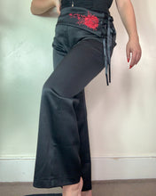 Load image into Gallery viewer, Vintage Y2K Black Side Tie Rose Trousers
